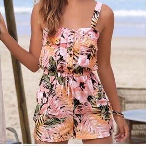 Tropical Pink Floral Romper